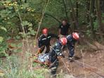 Záchrana osoby po pádu (Český kras) - 25.9. 2013